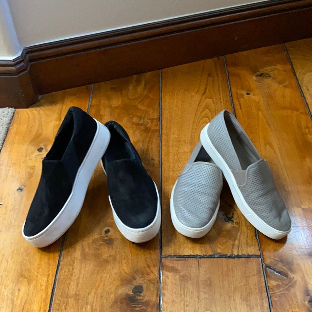 Two pair Vince slip on shoes. Both size 7.